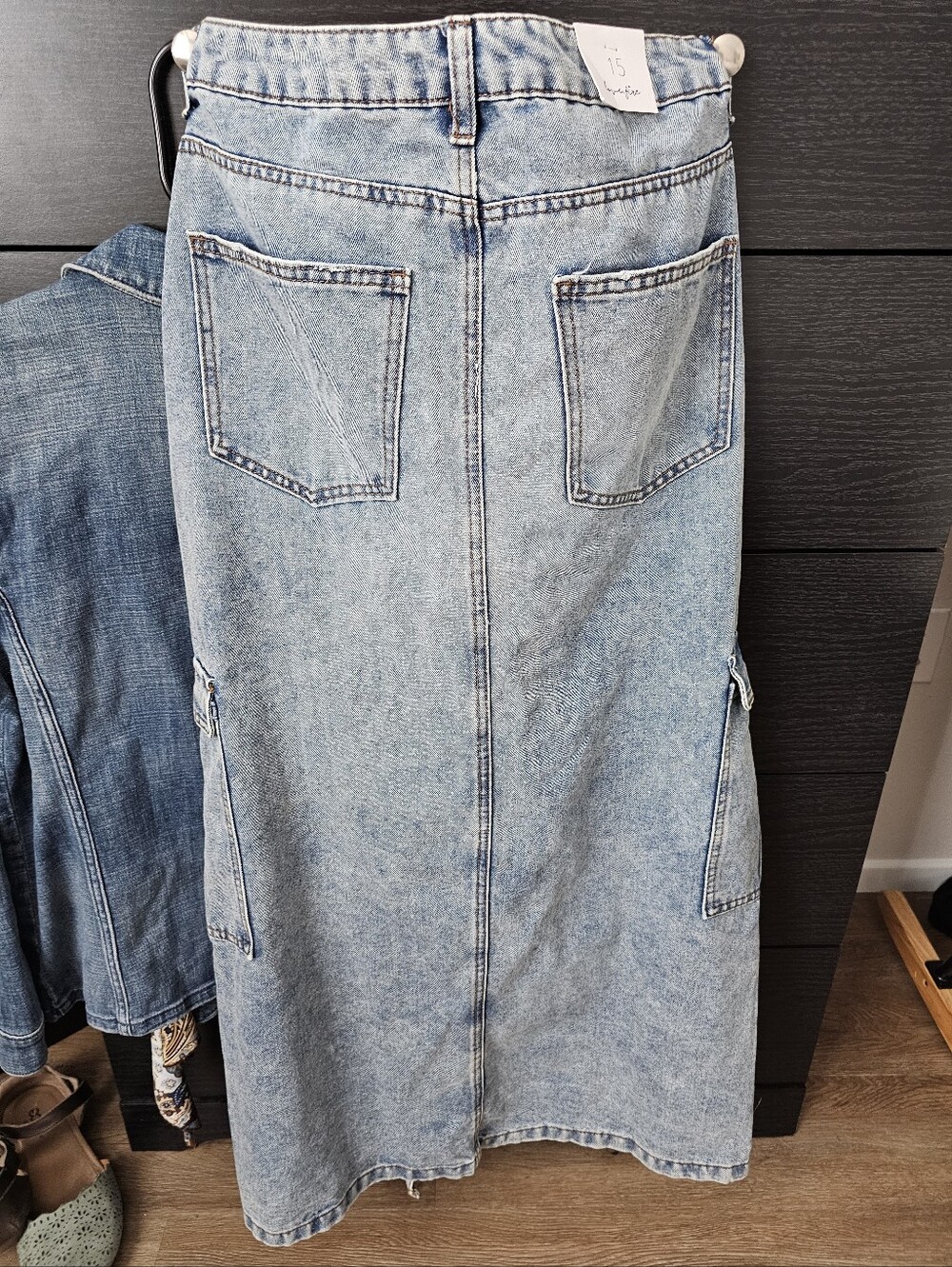 love, Fire Light Wash Denim Maxi Skirt